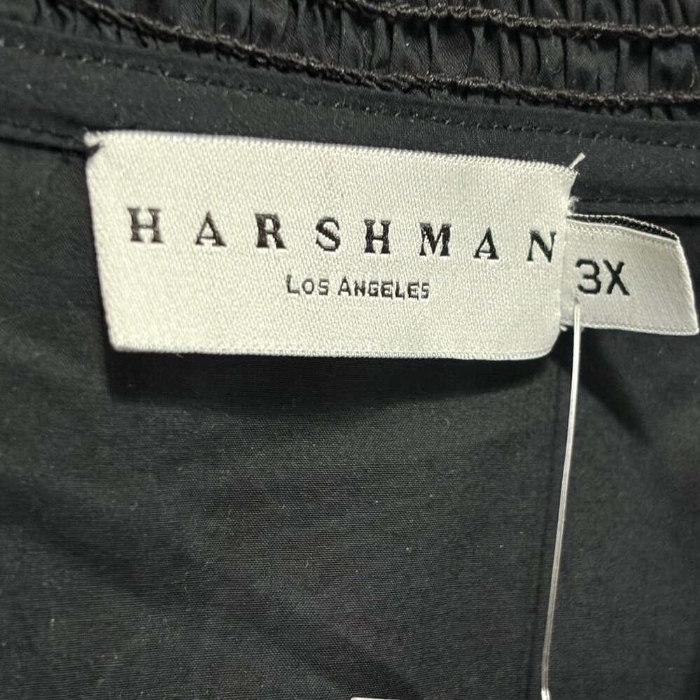 Harshman Bonnie Shirt 3X Black 100% Cotton Smocked V-Neck Puff Sleeve Boho Chic - Picture 6 of 11